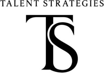 Black logo with "TALENT STRATEGIES" above intertwined "T" and "S".